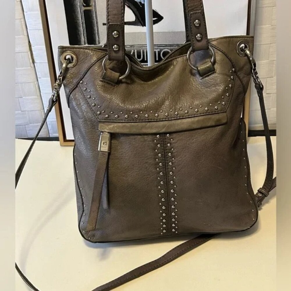 B Makowsky Pebble leather studded shoulder bag Tote Crossbody - Picture 7 of 7